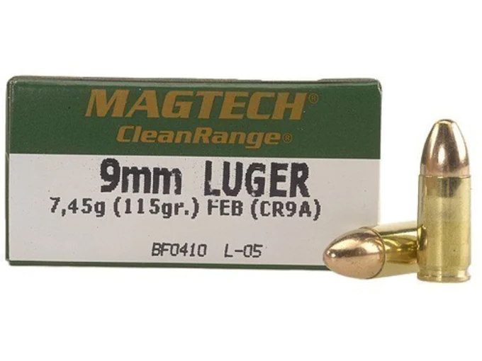 Magtech Clean Range Ammunition 9mm Luger 115 Grain Encapsulated Round Nose Box of 50