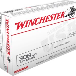 Winchester USA Ammunition 308 Winchester 147 Grain Full Metal Jacket Box of 20