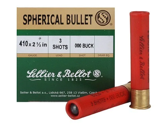 Sellier & Bellot Ammunition 410 Bore 2-1/2" 000 Buckshot 3 Pellets Box of 25