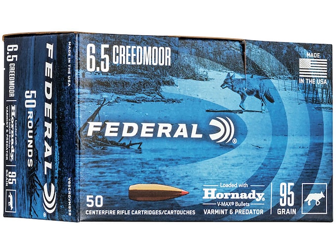 Federal Varmint Ammunition 6.5 Creedmoor 95 Grain Hornady V-MAX