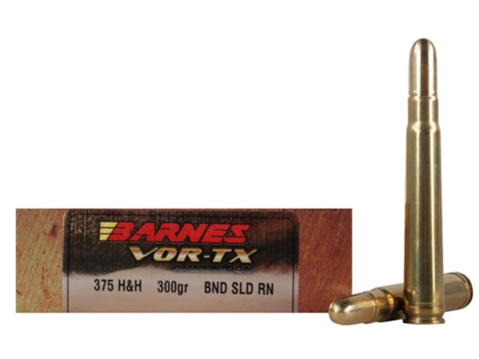 Barnes VOR-TX Safari Ammunition 375 H&H Magnum 300 Grain Banded Solid Round Nose Box of 20