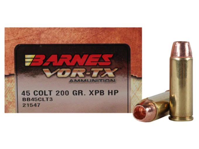 Barnes VOR-TX Ammunition 45 Colt (Long Colt) 200 Grain XPB Hollow Point Lead-Free Box of 20