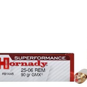 Hornady Superformance GMX Ammunition 25-06 Remington 90 Grain GMX Boat Tail Lead-Free Box of 20