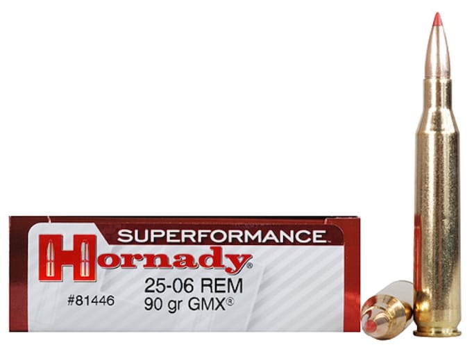 Hornady Superformance GMX Ammunition 25-06 Remington 90 Grain GMX Boat Tail Lead-Free Box of 20