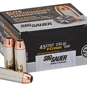 Sig Sauer Elite Performance Ammunition 45 Colt (Long Colt) 230 Grain V-Crown Jacketed Hollow Point Box of 20