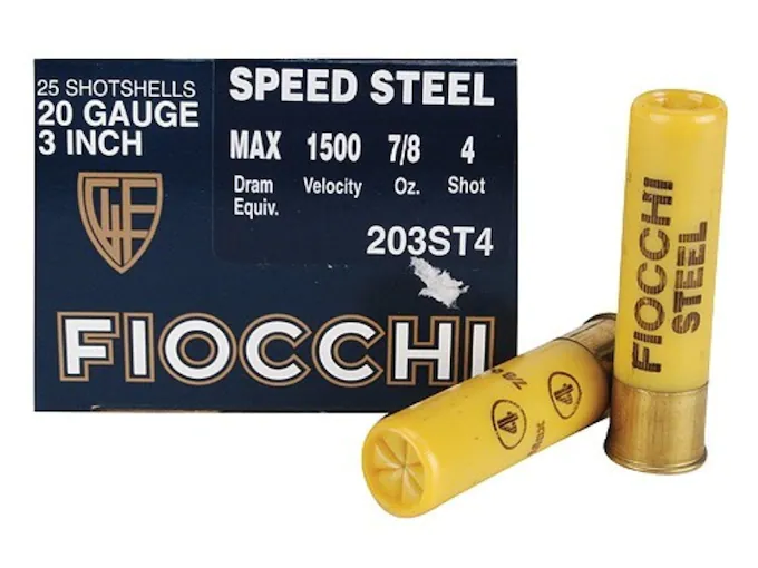 Fiocchi Speed Steel Ammunition 20 Gauge 3" 7/8 oz #4 Non-Toxic Steel Shot