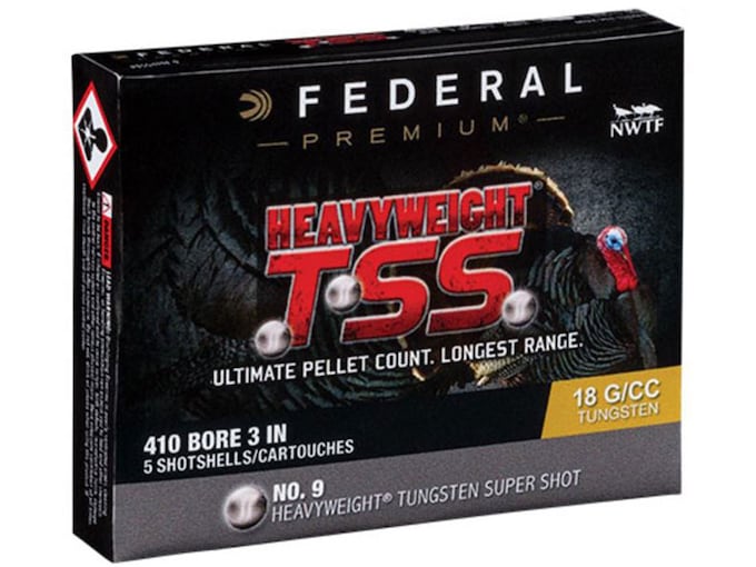 Federal Premium Heavyweight TSS Turkey Ammunition 410 Bore 3" 13/16 oz #9 Non-Toxic Tungsten Super Shot Box of 5
