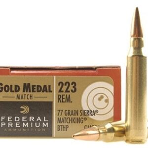 Federal Premium Gold Medal Ammunition 223 Remington 77 Grain Sierra MatchKing Hollow Point Boat Tail