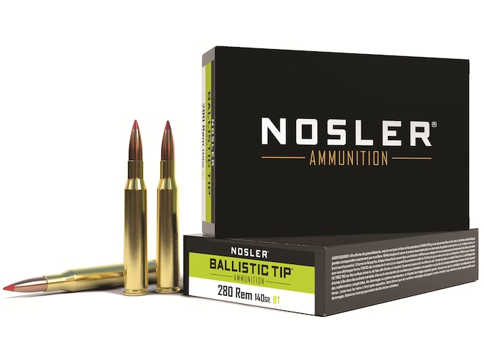 Nosler BT Ammunition 280 Remington 140 Grain Ballistic Tip Box of 20