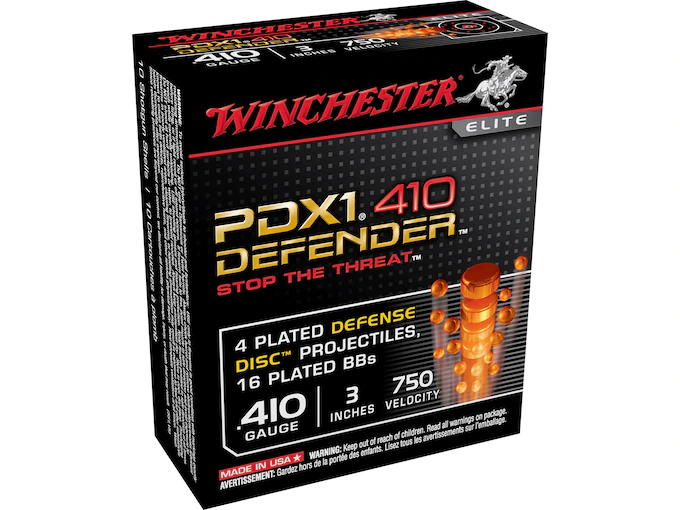 Winchester PDX1 Defender Ammunition 410 Bore 3" 4 Disks over 1/3 oz BB Box of 10