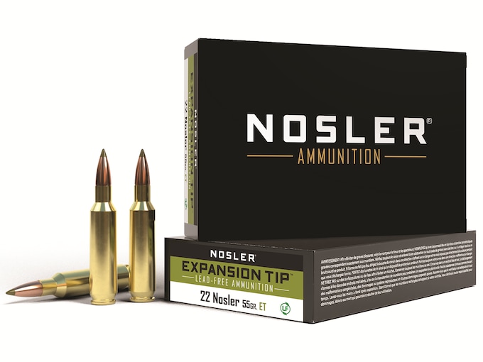 Nosler E-Tip Ammunition 22 Nosler 55 Grain E-Tip Lead-Free Box of 20