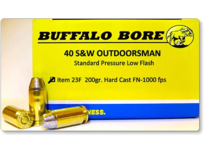 Buffalo Bore Ammunition Outdoorsman 40 S&W 200 Grain Hardcast Flat Nose Box of 20
