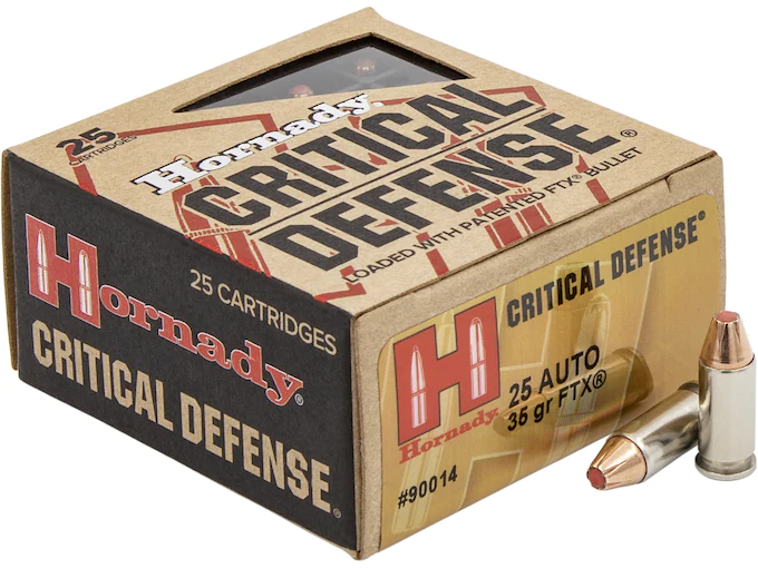 Hornady Critical Defense Ammunition 25 ACP 35 Grain FTX Box of 25