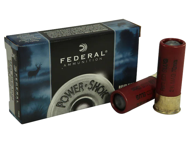 Federal Power-Shok Ammunition 12 Gauge 2-3/4" 1-1/4 oz Hollow Point Rifled Slug Box of 5