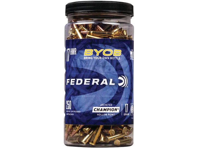 Federal BYOB Ammunition 17 Hornady Magnum Rimfire (HMR) 17 Grain Speer TNT Bottle of 250
