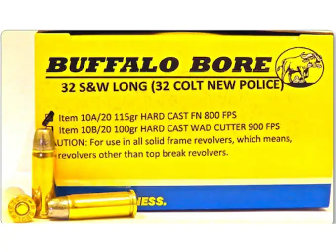 Buffalo Bore Ammunition 32 S&W Long 115 Grain Hard Cast Flat Nose Box of 20
