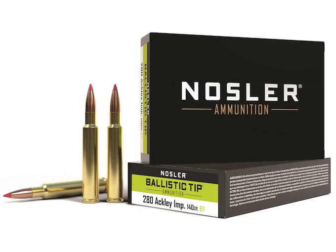 Nosler BT Ammunition 280 Ackley Improved 140 Grain Ballistic Tip Box of 20