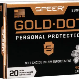 Speer Gold Dot Ammunition 40 S&W 180 Grain Jacketed Hollow Point Box of 20