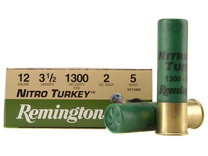 Remington Nitro Turkey Ammunition 12 Gauge 3-1/2" 2 oz of #5 Buffered Shot Box of 10