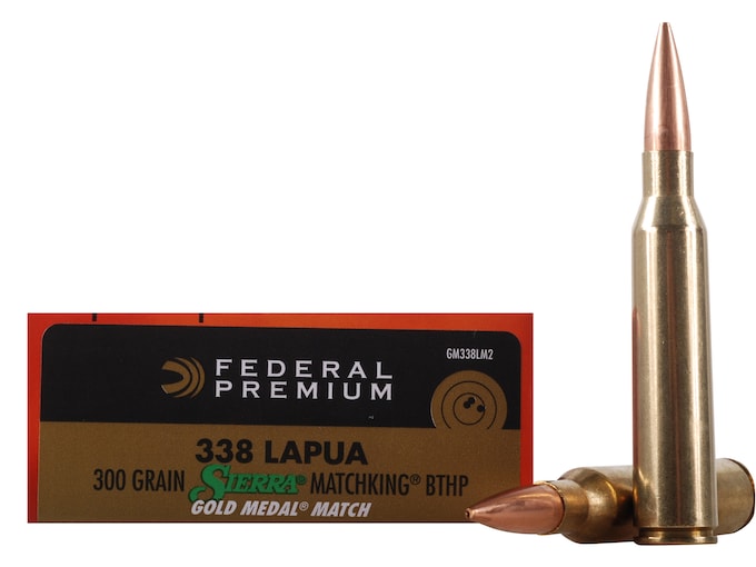 Federal Premium Gold Medal Ammunition 338 Lapua Magnum 300 Grain Sierra MatchKing Hollow Point Boat Tail Box of 20