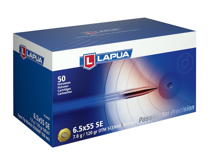 Lapua Scenar-L Ammunition 6.5x55mm Swedish Mauser 120 Grain Hollow Point Boat Tail Box of 50