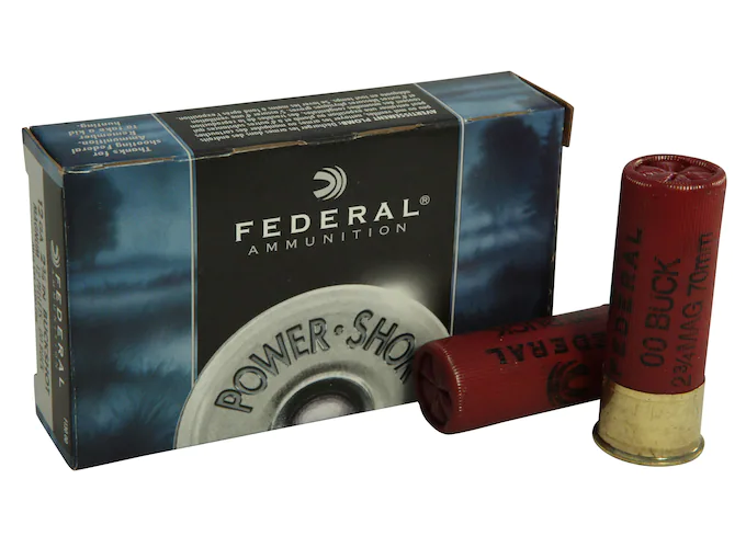Federal Power-Shok Ammunition 12 Gauge 2-3/4" Buffered 00 Buckshot 12 Pellets Box of 5