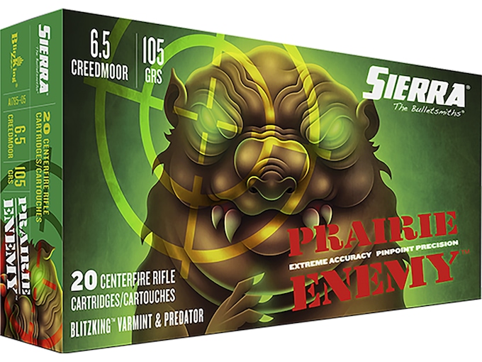 Sierra Prairie Enemy Ammunition 6.5 Creedmoor 105 Grain BlitzKing Polymer Tip Box of 20