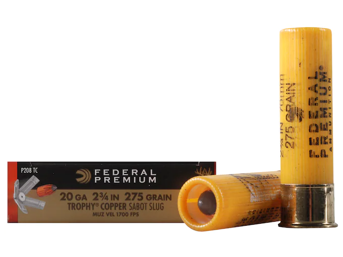 Federal Premium Vital-Shok Ammunition 20 Gauge 2-3/4" 275 Grain Trophy Copper Tipped Sabot Slug Lead-Free Box of 5