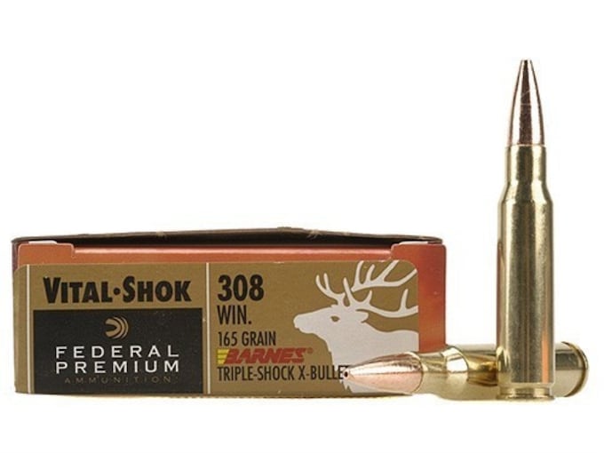 Federal Premium Ammunition 308 Winchester 165 Grain Barnes TSX Hollow Point Lead-Free Box of 20