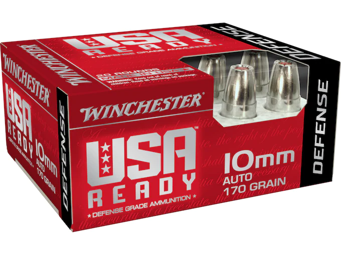 Winchester USA Ready Defense Ammunition 10mm Auto 170 Grain Jacketed Hollow Point Box of 20