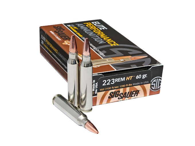 Sig Sauer Elite Performance Hunting HT Ammunition 223 Remington 60 Grain Solid Copper Expanding Lead-Free Box of 20