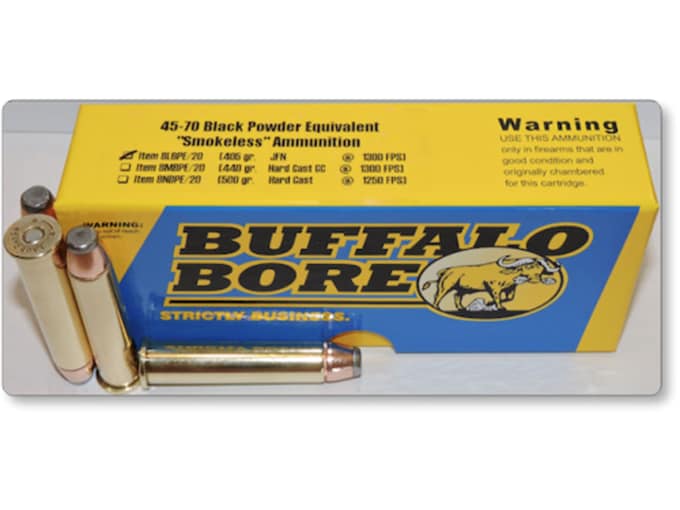 Buffalo Bore Smokeless Blackpowder Equivalent Ammunition 45-70 Government 405 Grain Jacketed Flat Nose Box of 20