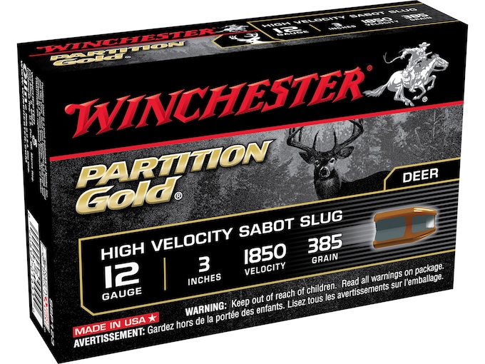 Winchester Ammunition 12 Gauge 3" 385 Grain Partition Gold Sabot Slug Box of 5