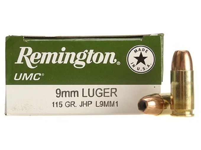 Remington UMC Ammunition 9mm Luger 115 Grain Jacketed Hollow Point