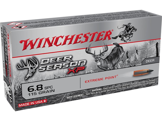 Winchester Deer Season XP Ammunition 6.8mm Remington SPC 120 Grain Extreme Point Polymer Tip Box of 20