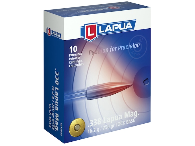 Lapua Lock Base Ammunition 338 Lapua Magnum 250 Grain Full Metal Jacket Box of 10