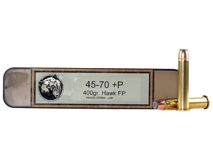 Grizzly Ammunition 45-70 Government +P 405 Grain Hawk Bonded Core Jacketed Flat Point Box of 20