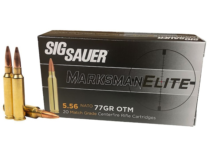 Sig Sauer Marksman Elite Ammunition 5.56x45mm NATO 77 Grain Sierra MatchKing Hollow Point Box of 20