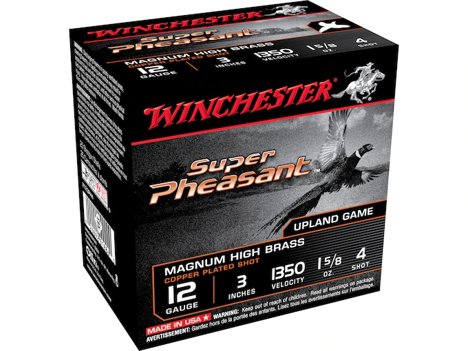 Winchester Super-X Pheasant Ammunition 12 Gauge 3" 1-5/8 oz #4 Shot Box of 25