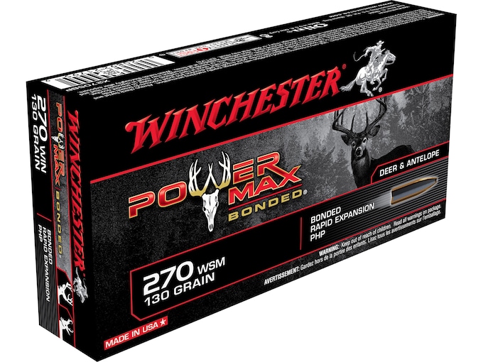 Winchester Power Max Bonded Ammunition 270 Winchester 130 Grain Protected Hollow Point Box of 20