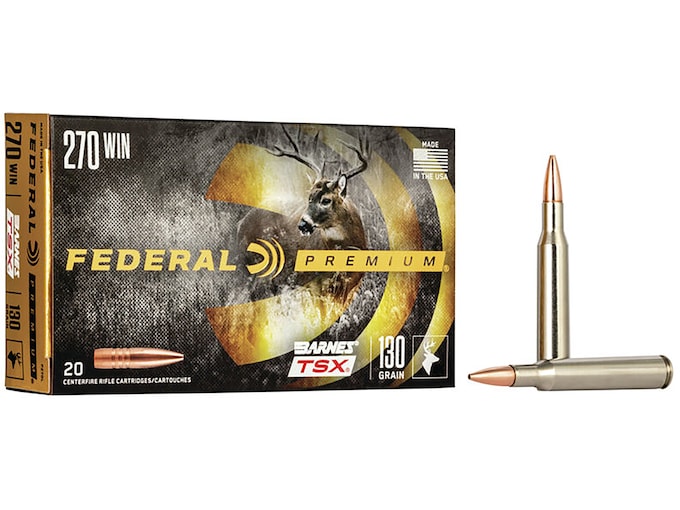 Federal Premium Ammunition 270 Winchester 130 Grain Barnes TSX Hollow Point Lead-Free Box of 20