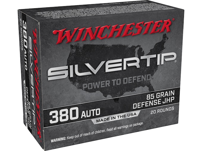 Winchester Silvertip Defense Ammunition 380 ACP 85 Grain Jacketed Hollow Point Box of 20