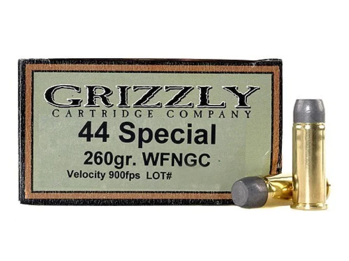 Grizzly Ammunition 44 Special 260 Grain Cast Performance Lead Wide Flat Nose Gas Check Box of 20