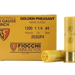 Fiocchi Golden Pheasant Ammunition 20 Gauge 3" 1-1/4 oz #4 Nickel Plated Shot Box of 25