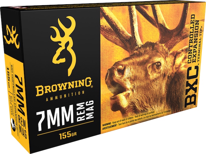 Browning BXC Controlled Expansion Ammunition 7mm Remington Magnum 155 Grain Terminal Tip Box of 20
