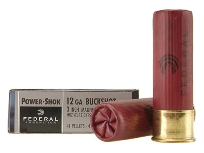 Federal Power-Shok Ammunition 12 Gauge 3" Buffered #4 Buckshot 41 Pellets Box of 5