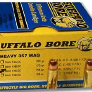 Buffalo Bore Ammunition 357 Magnum 158 Grain Jacketed Hollow Point High Velocity Box of 20