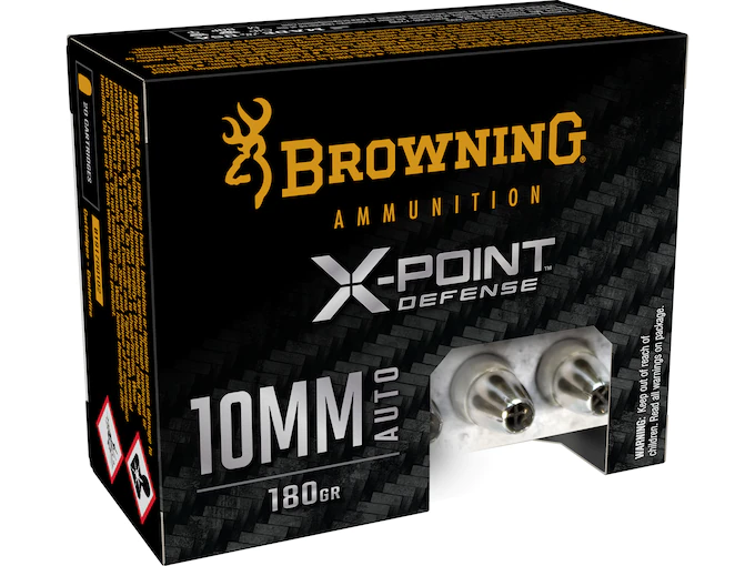 Browning X-Point Defense Ammunition 10mm Auto 180 Grain Jacketed Hollow Point Box of 20
