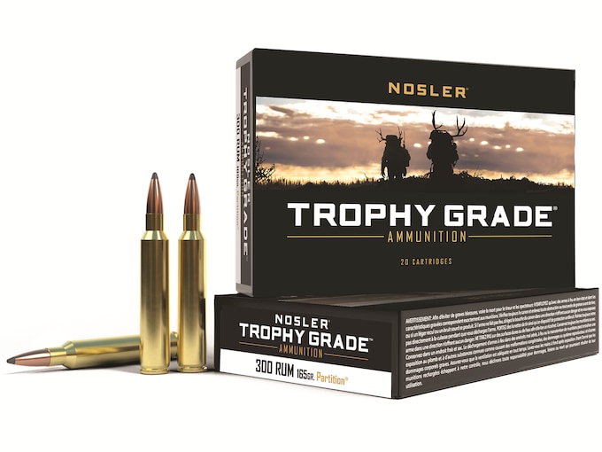 Nosler Trophy Grade Ammunition 300 Remington Ultra Magnum 165 Grain Partition Box of 20