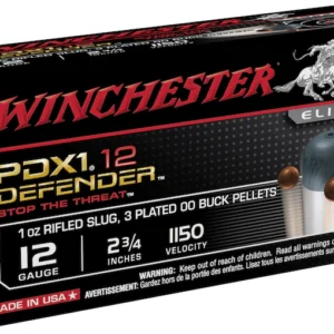 Winchester PDX1 Defender Ammunition 12 Gauge 2-3/4" 1/2 oz 00 Buckshot over 1 oz Bonded Slug Box of 10